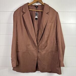 Express Blazer Jacket One Button Adjustable Cinched Waist Brown sz XL